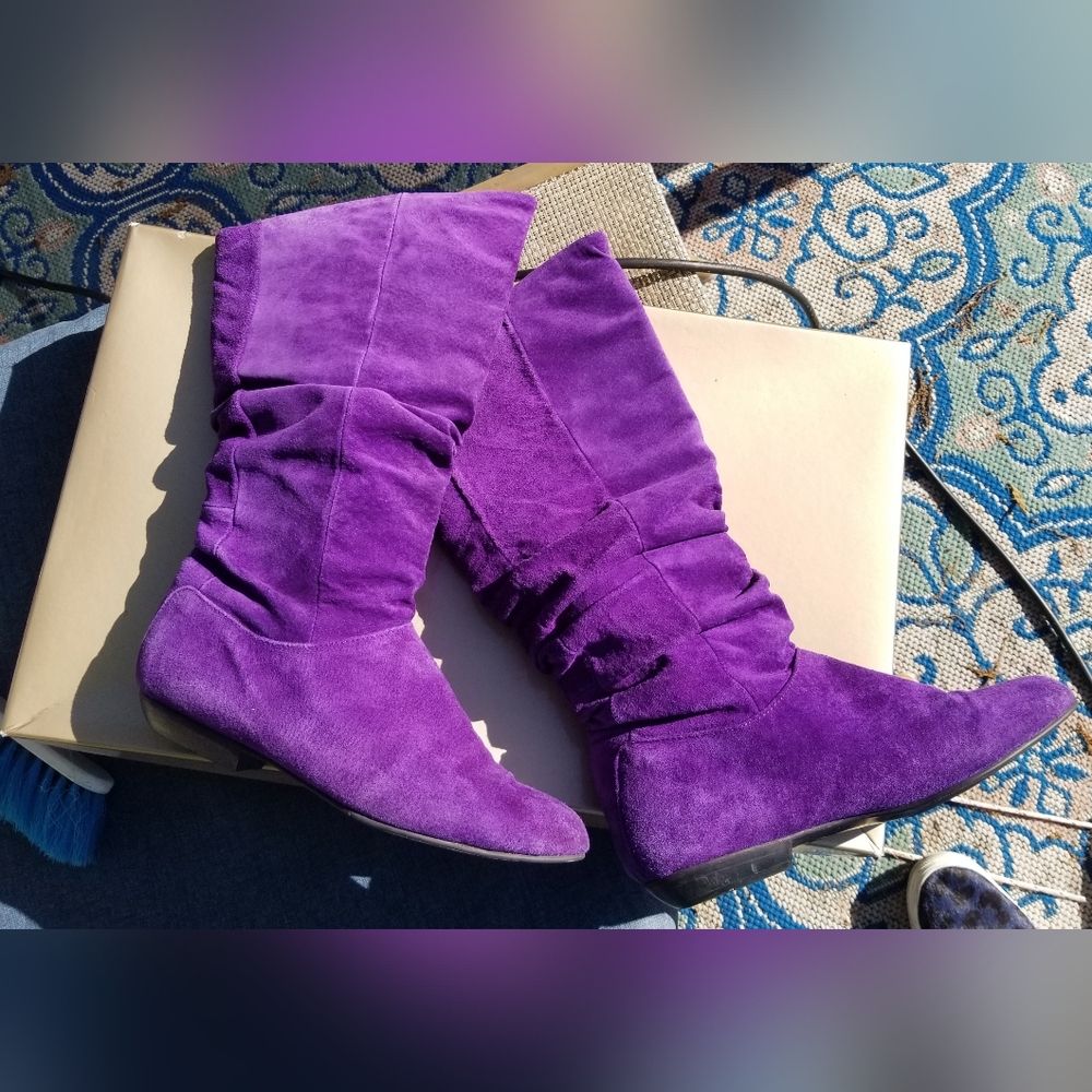 Purple Women's Flat Boots - Picture 2 of 11